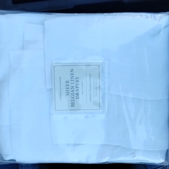 RH Optic White Sheer Belgian Linen Drapery Rod Pocket - Picture 1 of 10